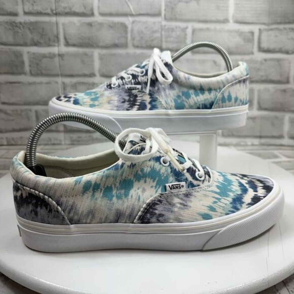 VANS Women's Size 10 Doheny Psychedelic Tie Dye Lace Up Sneakers Blue Teal White